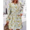 Zeagoo Women’s Fall Sweater Dresses with Pockets Crew Neck Long Sleeve A-Line Dresses for Women 2025 Casual Winter Dresses(Floral White)