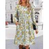 Zeagoo Women’s Fall Sweater Dresses with Pockets Crew Neck Long Sleeve A-Line Dresses for Women 2025 Casual Winter Dresses(Floral White)
