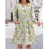 Zeagoo Women’s Fall Sweater Dresses with Pockets Crew Neck Long Sleeve A-Line Dresses for Women 2025 Casual Winter Dresses(Floral White)