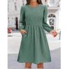 Zeagoo Women’s Fall Sweater Dresses with Pockets Crew Neck Long Sleeve A-Line Dresses for Women 2025 Casual Winter Dresses(Mint Green)