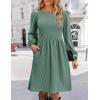 Zeagoo Women’s Fall Sweater Dresses with Pockets Crew Neck Long Sleeve A-Line Dresses for Women 2025 Casual Winter Dresses(Mint Green)