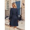 Zeagoo Women’s Fall Sweater Dresses with Pockets Crew Neck Long Sleeve A-Line Dresses for Women 2025 Casual Winter Dresses(Navy Blue)
