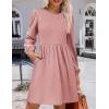 Zeagoo Women’s Fall Sweater Dresses with Pockets Crew Neck Long Sleeve A-Line Dresses for Women 2025 Casual Winter Dresses(Rose Pink)