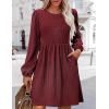 Zeagoo Women’s Fall Sweater Dresses with Pockets Crew Neck Long Sleeve A-Line Dresses for Women 2025 Casual Winter Dresses(Wine Red)