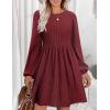 Zeagoo Women’s Fall Sweater Dresses with Pockets Crew Neck Long Sleeve A-Line Dresses for Women 2025 Casual Winter Dresses(Wine Red)