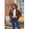 Zeagoo Womens Fashion Cropped Corduroy Shackets Button Down Jackets Tops Fall Trendy Lightweight Long Sleeve Shirts(Brown)