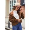 Zeagoo Womens Fashion Cropped Corduroy Shackets Button Down Jackets Tops Fall Trendy Lightweight Long Sleeve Shirts(Brown)