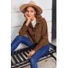 Zeagoo Womens Fashion Cropped Corduroy Shackets Button Down Jackets Tops Fall Trendy Lightweight Long Sleeve Shirts(Brown)