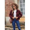 Zeagoo Womens Fashion Cropped Corduroy Shackets Button Down Jackets Tops Fall Trendy Lightweight Long Sleeve Shirts(Burgundy)