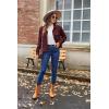 Zeagoo Womens Fashion Cropped Corduroy Shackets Button Down Jackets Tops Fall Trendy Lightweight Long Sleeve Shirts(Burgundy)