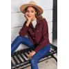 Zeagoo Womens Fashion Cropped Corduroy Shackets Button Down Jackets Tops Fall Trendy Lightweight Long Sleeve Shirts(Burgundy)