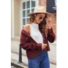 Zeagoo Womens Fashion Cropped Corduroy Shackets Button Down Jackets Tops Fall Trendy Lightweight Long Sleeve Shirts(Burgundy)