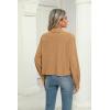Zeagoo Womens Fashion Cropped Corduroy Shackets Button Down Jackets Tops Fall Trendy Lightweight Long Sleeve Shirts(Camel)