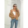 Zeagoo Womens Fashion Cropped Corduroy Shackets Button Down Jackets Tops Fall Trendy Lightweight Long Sleeve Shirts(Camel)