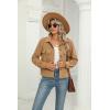 Zeagoo Womens Fashion Cropped Corduroy Shackets Button Down Jackets Tops Fall Trendy Lightweight Long Sleeve Shirts(Camel)