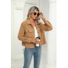 Zeagoo Womens Fashion Cropped Corduroy Shackets Button Down Jackets Tops Fall Trendy Lightweight Long Sleeve Shirts(Camel)