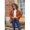 Zeagoo Womens Fashion Cropped Corduroy Shackets Button Down Jackets Tops Fall Trendy Lightweight Long Sleeve Shirts(Caramel)