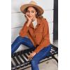 Zeagoo Womens Fashion Cropped Corduroy Shackets Button Down Jackets Tops Fall Trendy Lightweight Long Sleeve Shirts(Caramel)