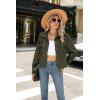 Zeagoo Womens Fashion Cropped Corduroy Shackets Button Down Jackets Tops Fall Trendy Lightweight Long Sleeve Shirts(Dark Green)