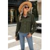 Zeagoo Womens Fashion Cropped Corduroy Shackets Button Down Jackets Tops Fall Trendy Lightweight Long Sleeve Shirts(Dark Green)
