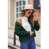 Zeagoo Womens Fashion Cropped Corduroy Shackets Button Down Jackets Tops Fall Trendy Lightweight Long Sleeve Shirts(Green)