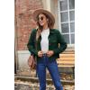 Zeagoo Womens Fashion Cropped Corduroy Shackets Button Down Jackets Tops Fall Trendy Lightweight Long Sleeve Shirts(Green)