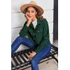 Zeagoo Womens Fashion Cropped Corduroy Shackets Button Down Jackets Tops Fall Trendy Lightweight Long Sleeve Shirts(Green)