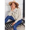 Zeagoo Womens Fashion Cropped Corduroy Shackets Button Down Jackets Tops Fall Trendy Lightweight Long Sleeve Shirts(Light Apricot)