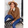 Zeagoo Womens Fashion Cropped Corduroy Shackets Button Down Jackets Tops Fall Trendy Lightweight Long Sleeve Shirts(Light Brown)