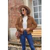 Zeagoo Womens Fashion Cropped Corduroy Shackets Button Down Jackets Tops Fall Trendy Lightweight Long Sleeve Shirts(Light Brown)