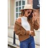 Zeagoo Womens Fashion Cropped Corduroy Shackets Button Down Jackets Tops Fall Trendy Lightweight Long Sleeve Shirts(Light Brown)