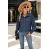 Zeagoo Womens Fashion Cropped Corduroy Shackets Button Down Jackets Tops Fall Trendy Lightweight Long Sleeve Shirts(Navy)