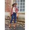 Zeagoo Womens Fashion Cropped Corduroy Shackets Button Down Jackets Tops Fall Trendy Lightweight Long Sleeve Shirts(Pink)