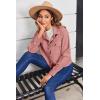 Zeagoo Womens Fashion Cropped Corduroy Shackets Button Down Jackets Tops Fall Trendy Lightweight Long Sleeve Shirts(Pink)