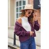 Zeagoo Womens Fashion Cropped Corduroy Shackets Button Down Jackets Tops Fall Trendy Lightweight Long Sleeve Shirts(Purple)