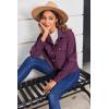 Zeagoo Womens Fashion Cropped Corduroy Shackets Button Down Jackets Tops Fall Trendy Lightweight Long Sleeve Shirts(Purple)