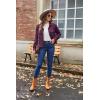 Zeagoo Womens Fashion Cropped Corduroy Shackets Button Down Jackets Tops Fall Trendy Lightweight Long Sleeve Shirts(Purple)