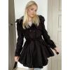 Zeagoo Women’s Fashion Faux Fur Lapel Double-Breasted Thick Wool Trench Coat Winter Warm Jacket S-2XL(Black)