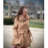 Zeagoo Women’s Fashion Faux Fur Lapel Double-Breasted Thick Wool Trench Coat Winter Warm Jacket S-2XL(Camel)