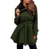 Zeagoo Women’s Fashion Faux Fur Lapel Double-Breasted Thick Wool Trench Coat Winter Warm Jacket S-2XL(New_army Green)