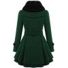 Zeagoo Women’s Fashion Faux Fur Lapel Double-Breasted Thick Wool Trench Coat Winter Warm Jacket S-2XL(New_dark Green)