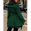 Zeagoo Women’s Fashion Faux Fur Lapel Double-Breasted Thick Wool Trench Coat Winter Warm Jacket S-2XL(New_dark Green)