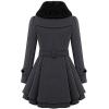 Zeagoo Women’s Fashion Faux Fur Lapel Double-Breasted Thick Wool Trench Coat Winter Warm Jacket S-2XL(New_deep Grey)