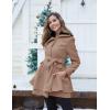 Zeagoo Women’s Fashion Faux Fur Lapel Double-Breasted Thick Wool Trench Coat Winter Warm Jacket S-2XL(New_khaki)