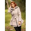 Zeagoo Women’s Fashion Faux Fur Lapel Double-Breasted Thick Wool Trench Coat Winter Warm Jacket S-2XL(New_moon Grey)