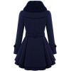 Zeagoo Women’s Fashion Faux Fur Lapel Double-Breasted Thick Wool Trench Coat Winter Warm Jacket S-2XL(New_navy Blue)