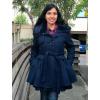 Zeagoo Women’s Fashion Faux Fur Lapel Double-Breasted Thick Wool Trench Coat Winter Warm Jacket S-2XL(New_navy Blue)