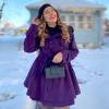 Zeagoo Women’s Fashion Faux Fur Lapel Double-Breasted Thick Wool Trench Coat Winter Warm Jacket S-2XL(New_purple)