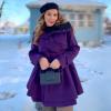 Zeagoo Women’s Fashion Faux Fur Lapel Double-Breasted Thick Wool Trench Coat Winter Warm Jacket S-2XL(New_purple)