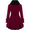 Zeagoo Women’s Fashion Faux Fur Lapel Double-Breasted Thick Wool Trench Coat Winter Warm Jacket S-2XL(New_wine Red)